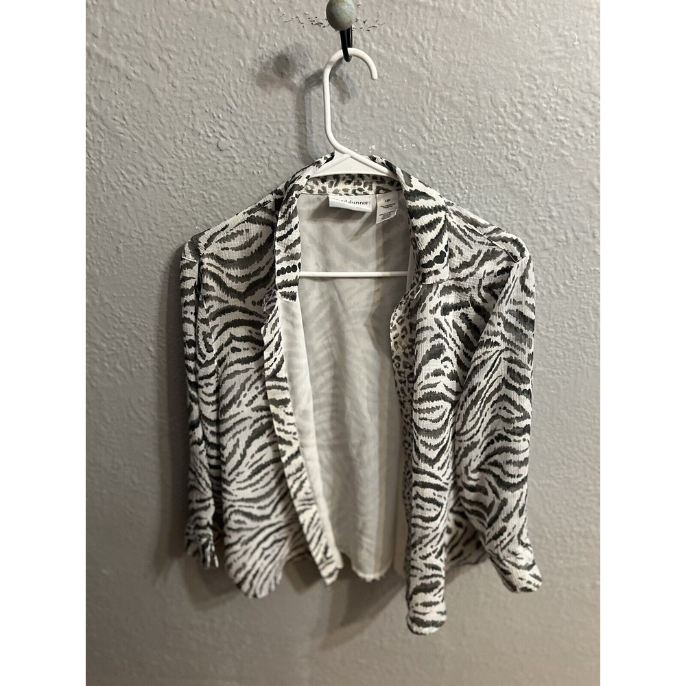 Alfred Dunner Animal Print Button Top Blouse Womens Size 12P